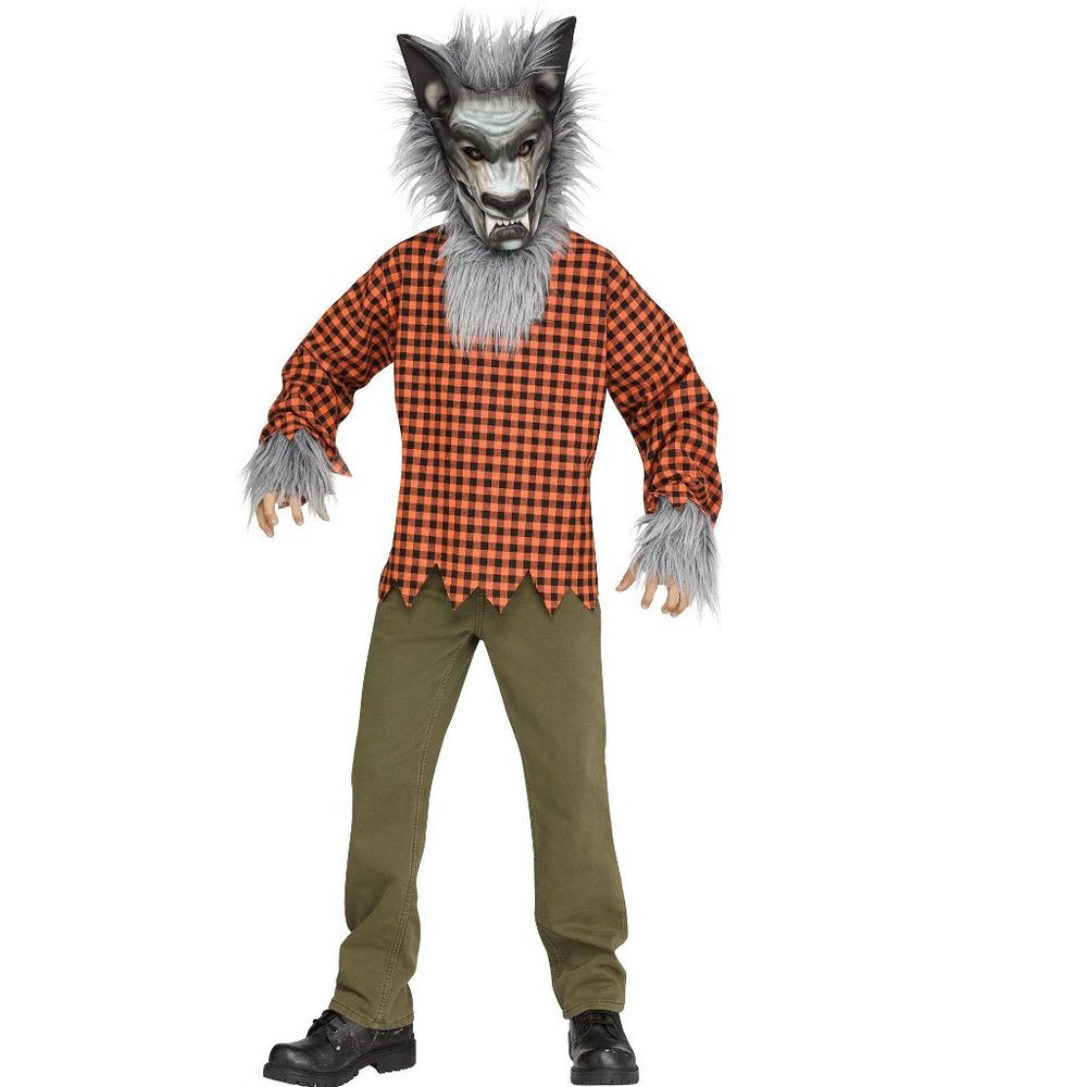Boys Child RAGING WEREWOLF Bid Bad Wolf Costume Size M 8/10 L 12/14 NWT  Mask